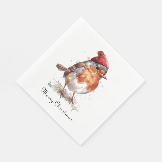 Serviette En Papier Robin rouge de Noël, personnalisable (Coin)