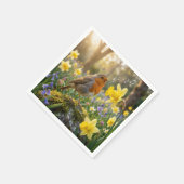 Serviette En Papier Robin Singing Into a Daffodil (Coin)