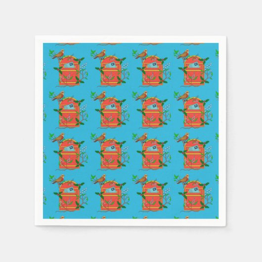 Serviette En Papier Robin sur boîte postale (Devant)