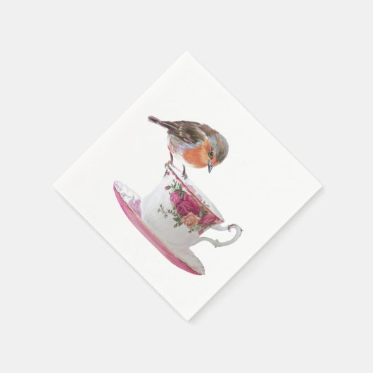 Serviette En Papier Robin sur des serviettes de thé (Coin)