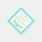 Serviette En Papier Robins Baby shower Bleu Oeuf - Floral (Coin)