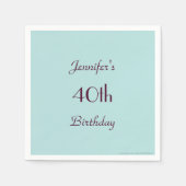 Serviette En Papier Robins Bleu d'oeuf, Nom, 40e Anniversaire Papier d (Devant)