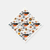 Serviette En Papier Robins Et Fleurs (Coin)