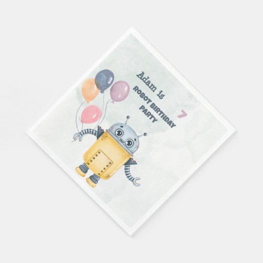 Serviette En Papier Robot Anniversaire (Coin)