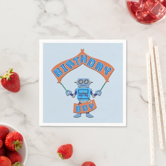 Serviette En Papier Robot Boy Birthday (En situation)