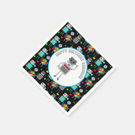 Serviette En Papier Robot d'anniversaire pour garçon personnalisé (Coin)