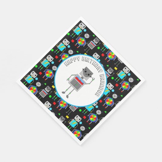 Serviette En Papier Robot d'anniversaire pour garçon personnalisé (Coin)
