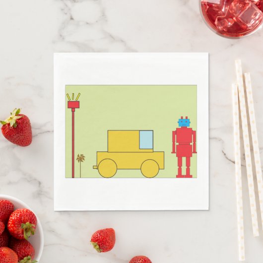 Serviette En Papier Robot Et Voiture Rétro (En situation)
