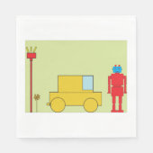 Serviette En Papier Robot Et Voiture Rétro (Devant)