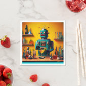 Serviette En Papier Robot futuriste rétro ROBIA 12J2 Mixologue (En situation)