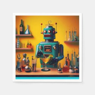 Serviette En Papier Robot futuriste rétro ROBIA 12J2 Mixologue