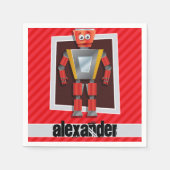 Serviette En Papier Robot ; Grilles rouge écarlate (Devant)