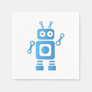 Serviette En Papier Robot rétro bleu