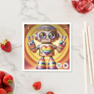 Serviette En Papier Robot Rocking Retro