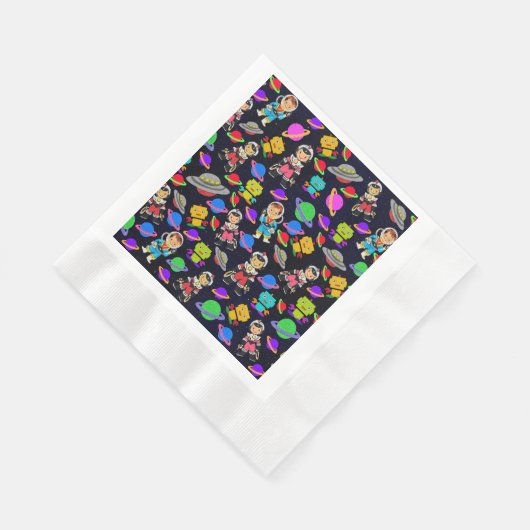 Serviette En Papier Robots rétro-enfants et astronautes (Coin)