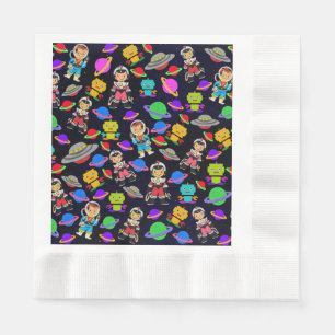 Serviette En Papier Robots rétro-enfants et astronautes