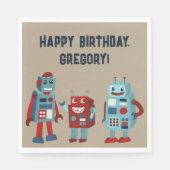 Serviette En Papier Robots rétro mignons Sci-Fi Boys Anniversaire (Devant)