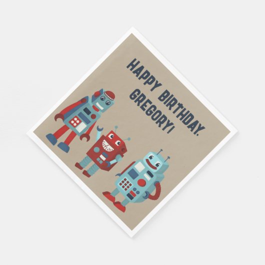 Serviette En Papier Robots rétro mignons Sci-Fi Boys Anniversaire (Coin)