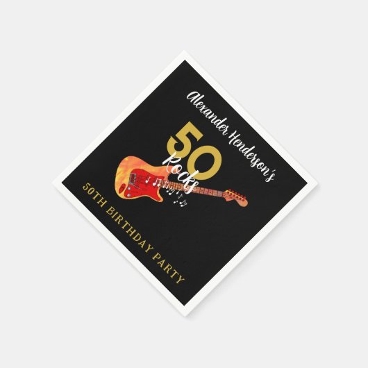 Serviette En Papier Rock and Roll 50e fête d'anniversaire (Coin)