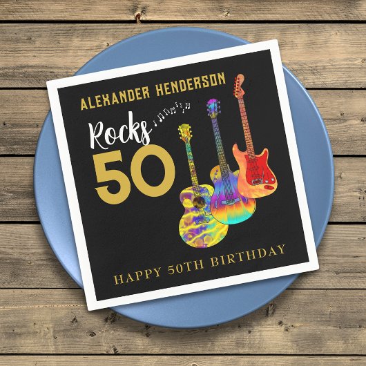 Serviette En Papier Rock and Roll 50e fête d'anniversaire