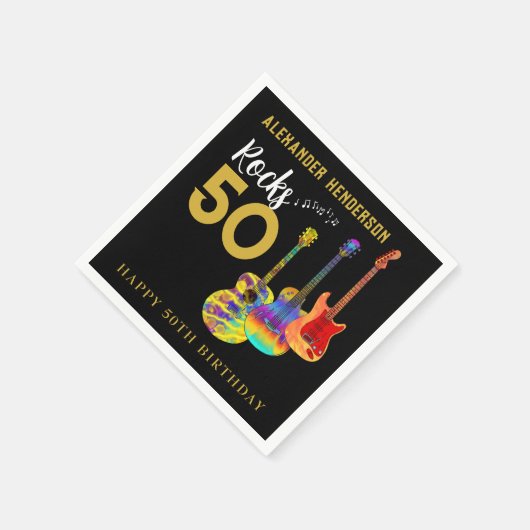 Serviette En Papier Rock and Roll 50e fête d'anniversaire (Coin)