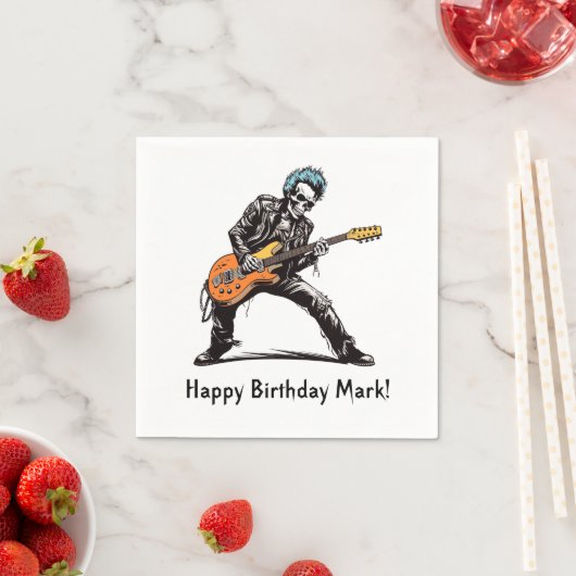 Serviette En Papier Rock and Roll Skeletons Anniversaire (En situation)