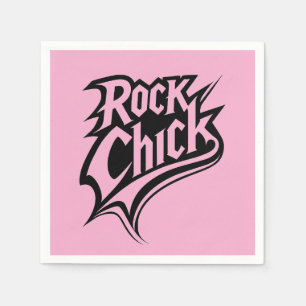 Serviette En Papier Rock Chick - Audacieuse Typographie noir et blanc