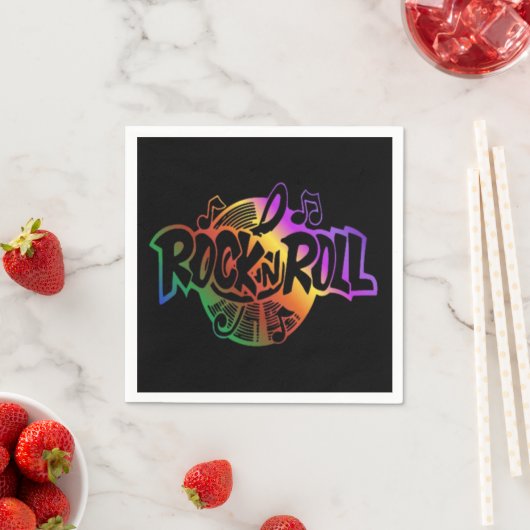 Serviette En Papier Rock et Roll Rainbow Music Thème Napkins (En situation)