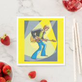 Serviette En Papier Rock Guitarist 70s Style Musician (En situation)