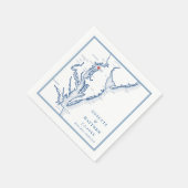Serviette En Papier Rock Hall Maryland Map Elégant Mariage bleu marine (Coin)