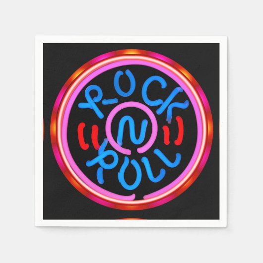 Serviette En Papier Rock n Roll Musique néon Signal Look Party (Devant)