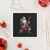 Serviette En Papier Rock & Roll Noël Santa Claus Guitare Player (En situation)