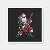 Serviette En Papier Rock & Roll Noël Santa Claus Guitare Player (Devant)