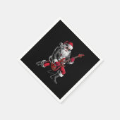 Serviette En Papier Rock & Roll Noël Santa Claus Guitare Player (Coin)