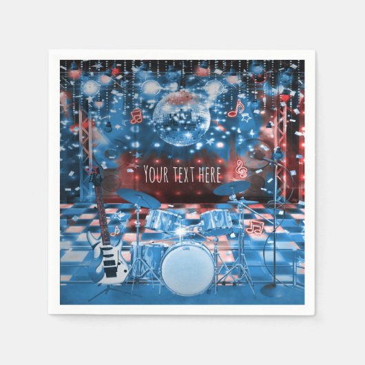 Serviette En Papier ROCK STAR Anniversaire Dance musicale (Devant)