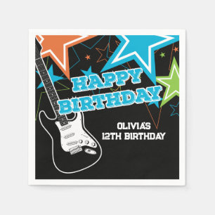 Serviette En Papier Rock Star Anniversaire Guitare Stars Blue Orange