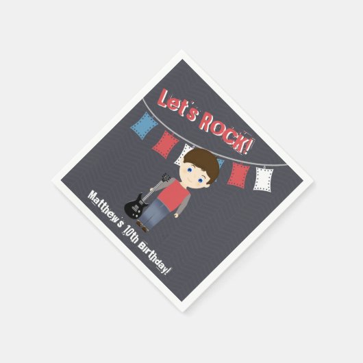 Serviette En Papier Rock Star Birthday Boy (Coin)