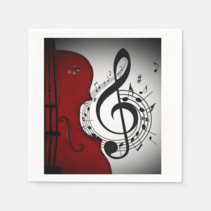 SERVIETTE EN PAPIER ROCKABILLEMENT RETRO MUSIQUE AMOUREUX CELLO NAPKIN