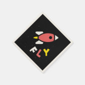Serviette En Papier Rocket - Rouge & Jaune Pop Art Abstrait. FLY! (Coin)