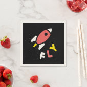 Serviette En Papier Rocket - Rouge & Jaune Pop Art Abstrait. FLY! (En situation)