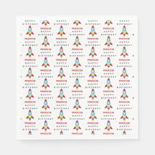 Serviette En Papier Rocket Spacship Lancement Nom personnalisé Anniver
