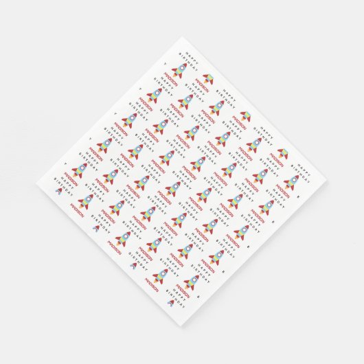 Serviette En Papier Rocket Spacship Lancement Nom personnalisé Anniver (Coin)
