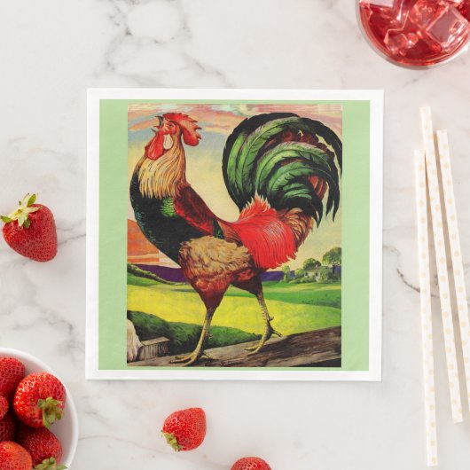 Serviette En Papier Rocky the Handsome Rooster (En situation)
