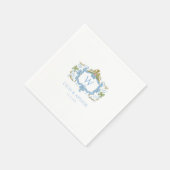Serviette En Papier Rococo Blue Monogram Crest Wedding (Coin)