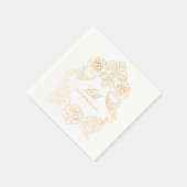 Serviette En Papier Rococo Crest Monogramme Golden Foil Mariage Logo (Coin)