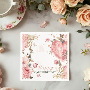 Serviette En Papier Rococo Floral Cœur Galentine Brunch Jardin de Thé