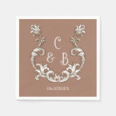 Serviette En Papier Rococo Mocha Florentine Monochrome Mousse (Devant)