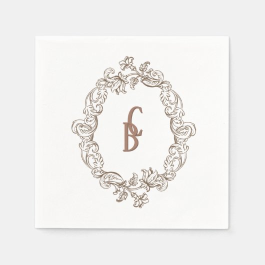 Serviette En Papier Rococo Mocha Florentine Monochrome Mousse (Devant)