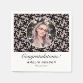 Serviette En Papier Rococo Pink Black Graduate Photo Graduate (Devant)