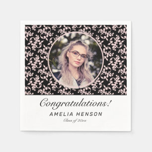 Serviette En Papier Rococo Pink Black Graduate Photo Graduate